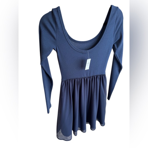 Gap Blue Long Sleeve Fit & Flare Mini Dress - Small Petite NWT - Picture 5 of 6